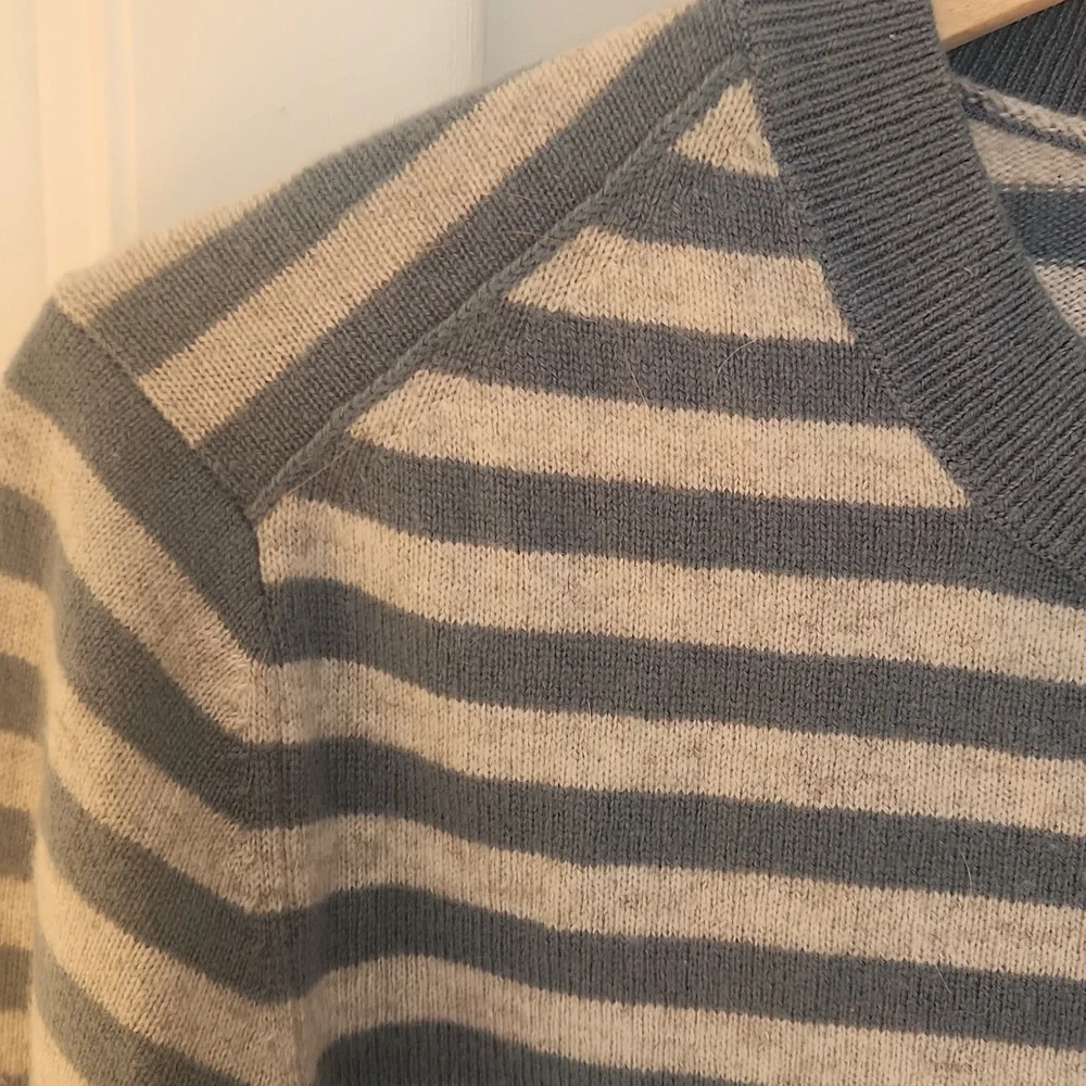 Striped Blue and Gray Sweater By VINCE - Picture 3 of 6